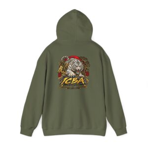 White Tiger Logo Hoodie — Vintage Martial Arts Graphic Sweatshirt
