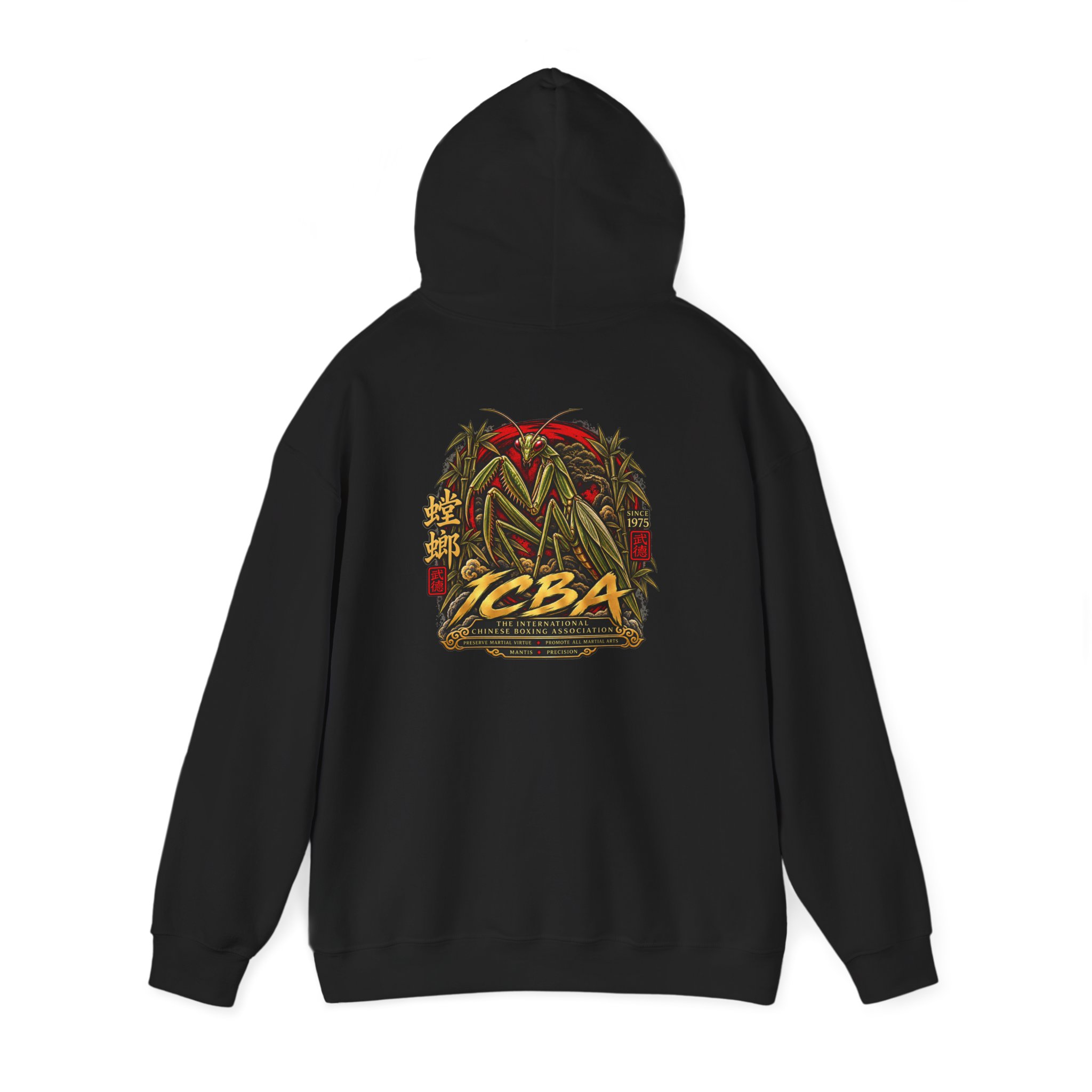 Preying Mantis Logo Hoodie — Vintage Martial Arts Graphic Sweatshirt